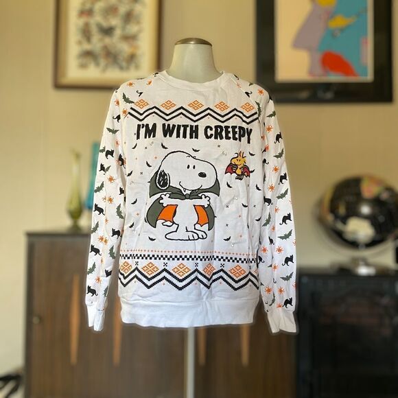 𝅺PEANUTS light up Halloween crewneck size M - Picture 1 of 8